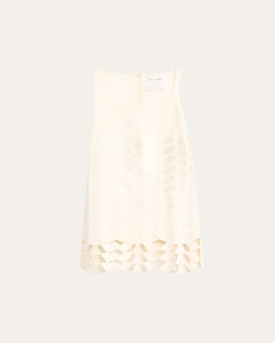 Cutout Embroidered Tweed Mini Dress